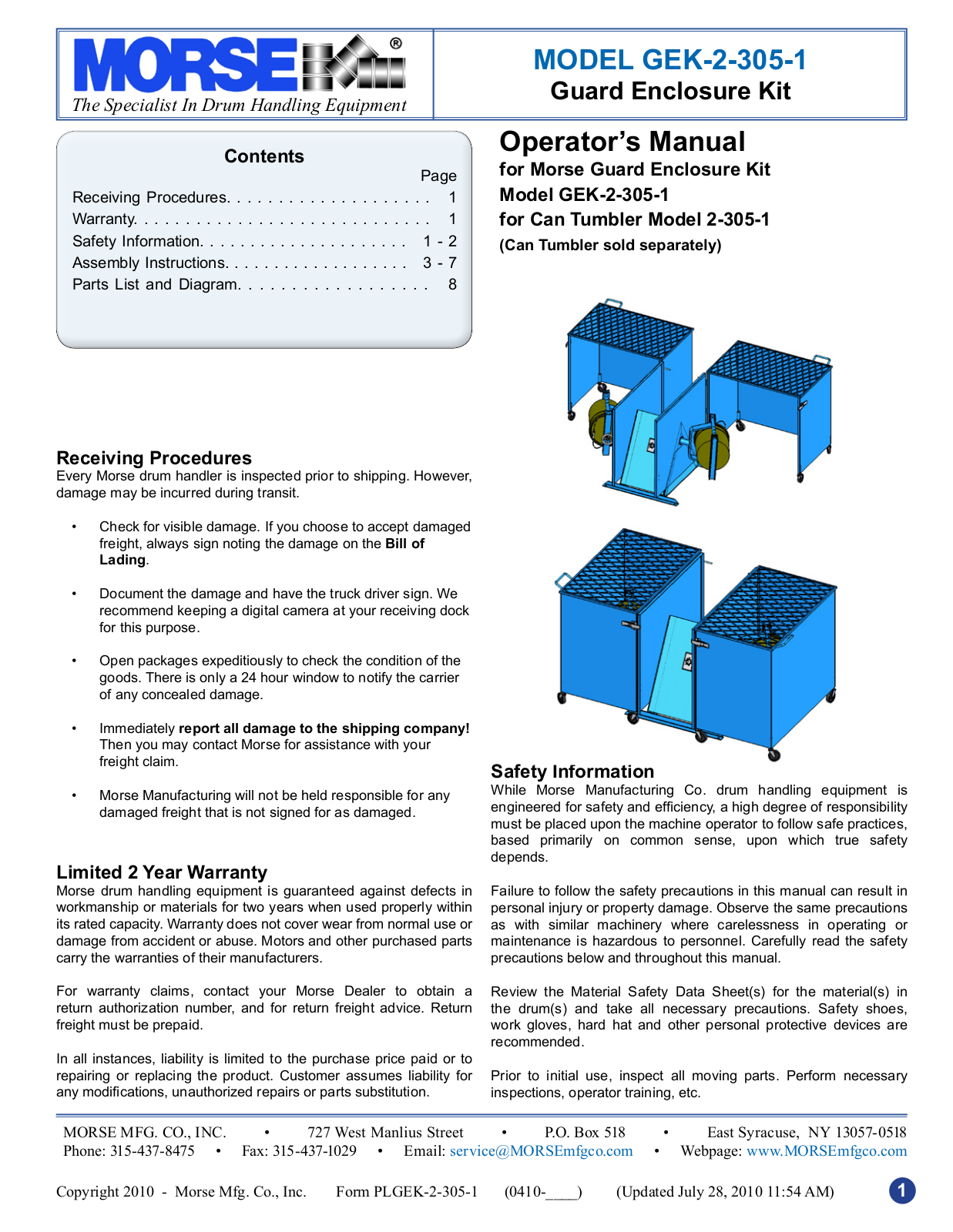 Morse GEK-2-305-1 User Manual