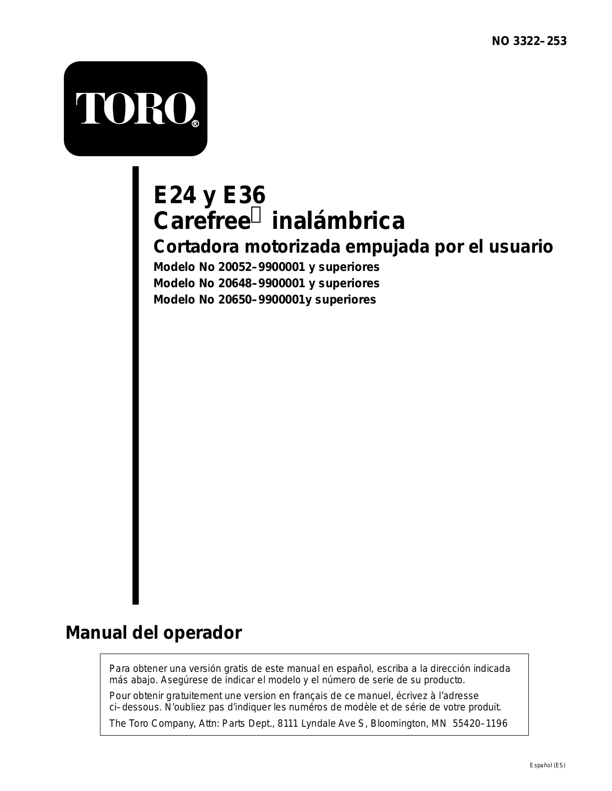 Toro 20052 Operator's Manual