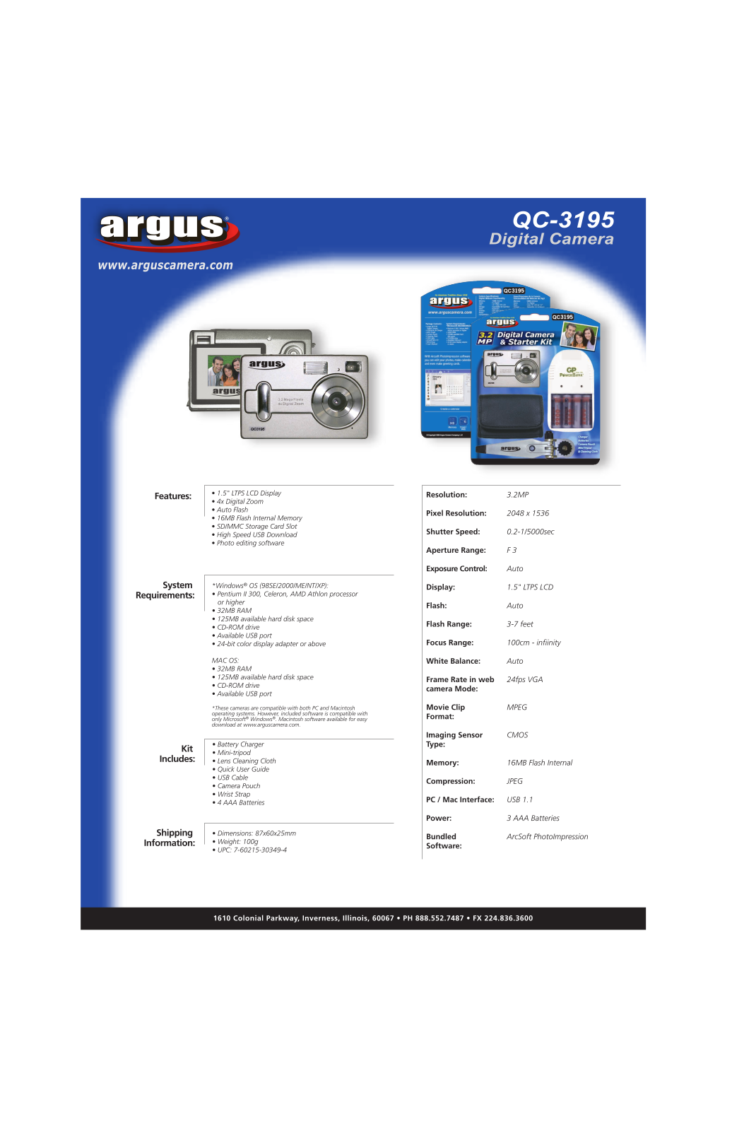 Argus Camera QC-3195 User Manual