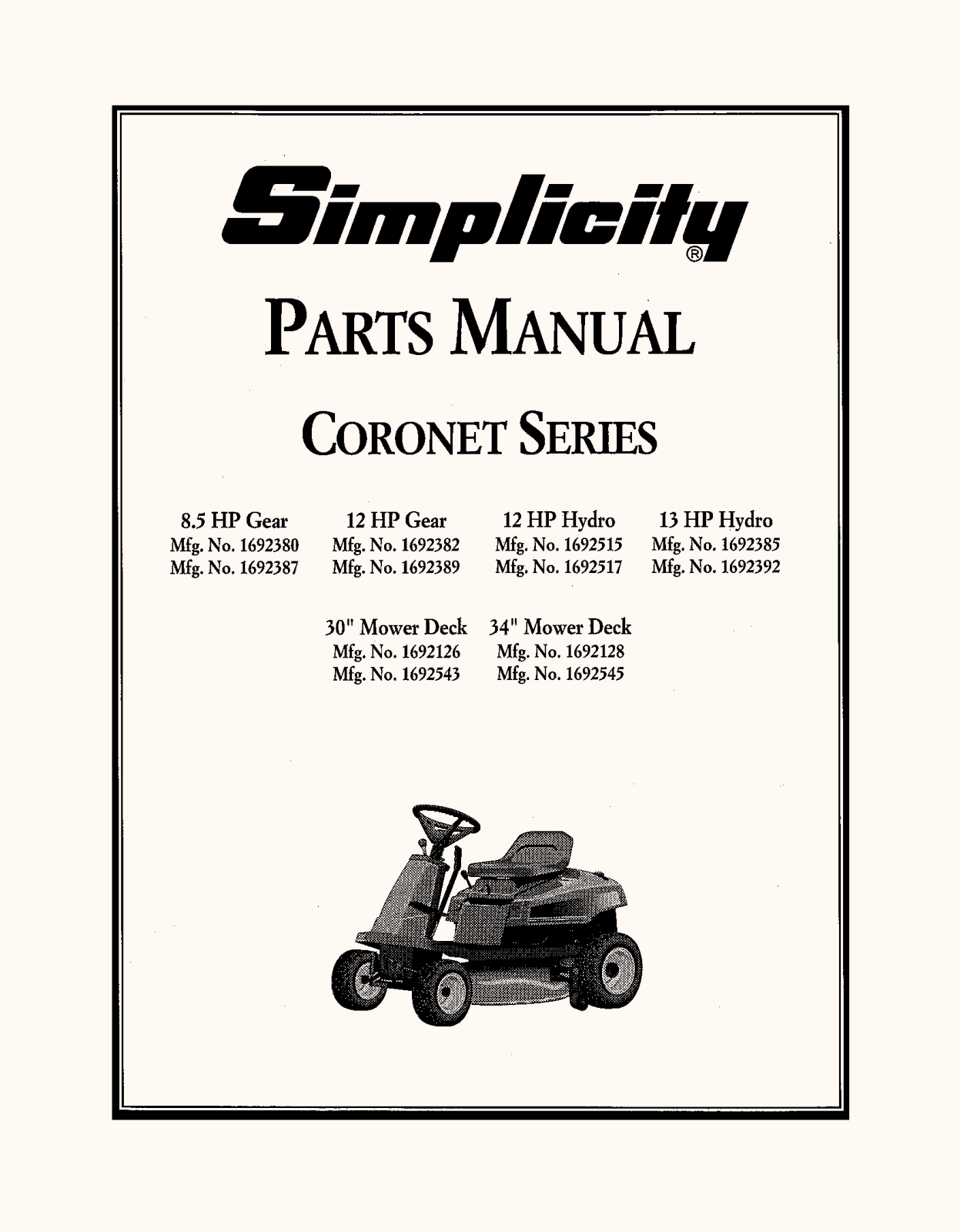 Simplicity 1692515, 1692380, 1692382, 1692385, 1692387 User Manual