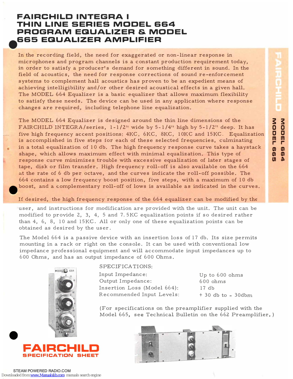 Fairchild 665, 664 User Manual