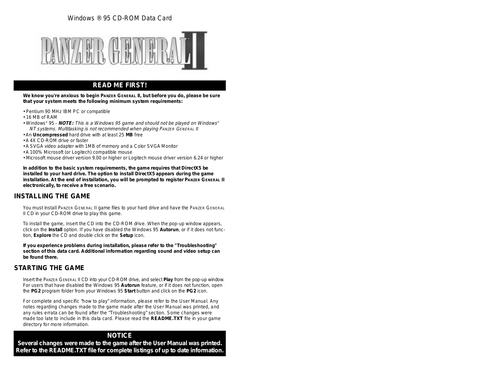 Games PC PANZER GENERAL 2 User Manual