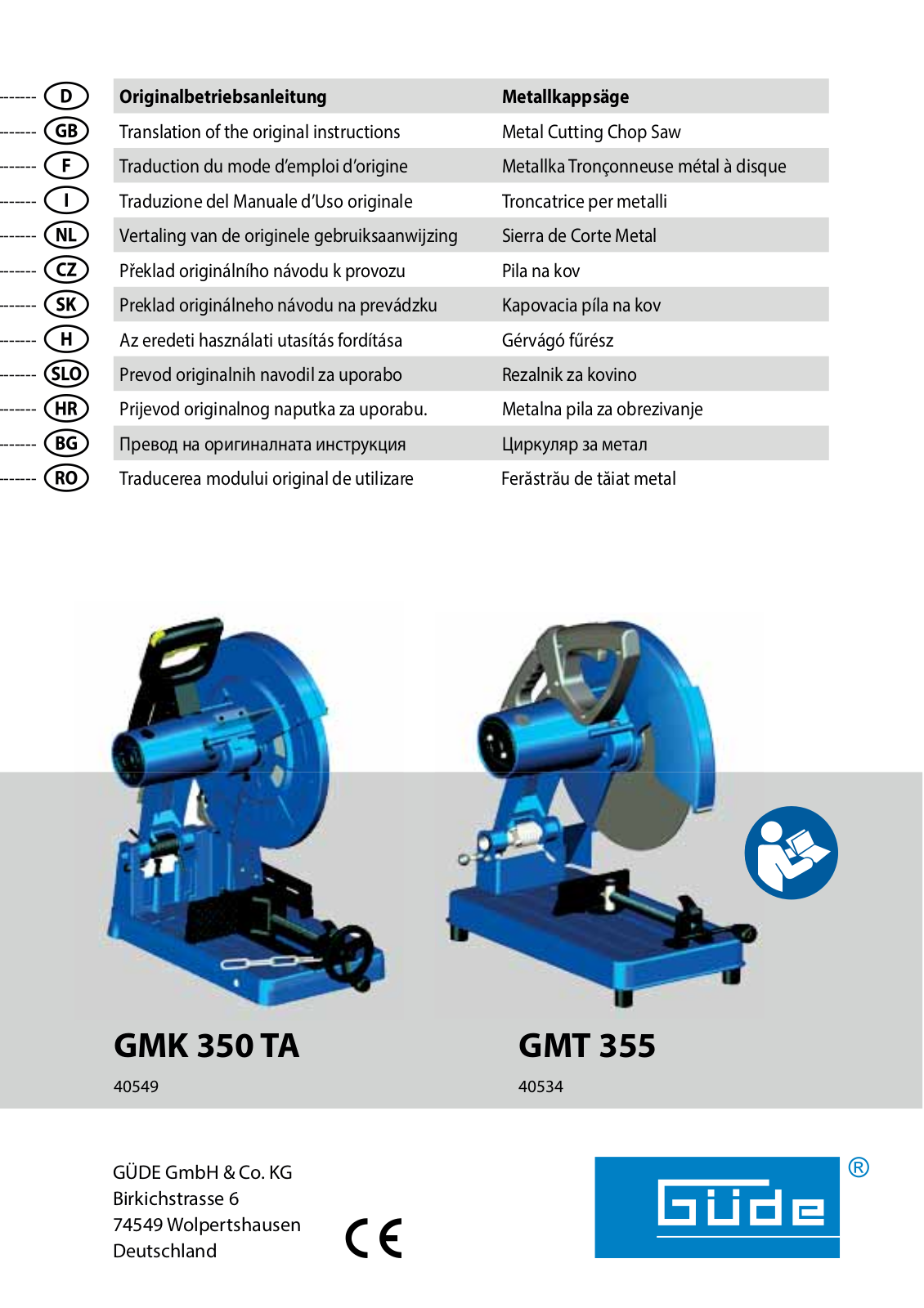 GÜDE GMT 355 operation manual