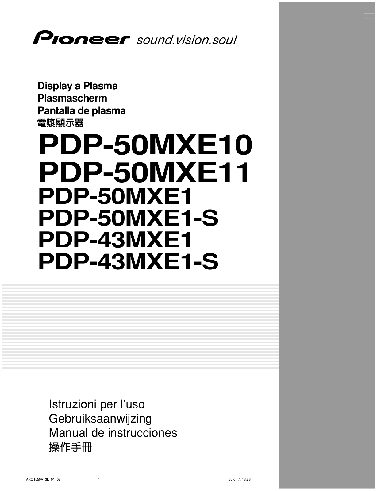 Pioneer PDP-50MXE11, PDP-50MXE1-S, PDP-50MXE1, PDP-43MXE1-S, PDP-50MXE10 Manual