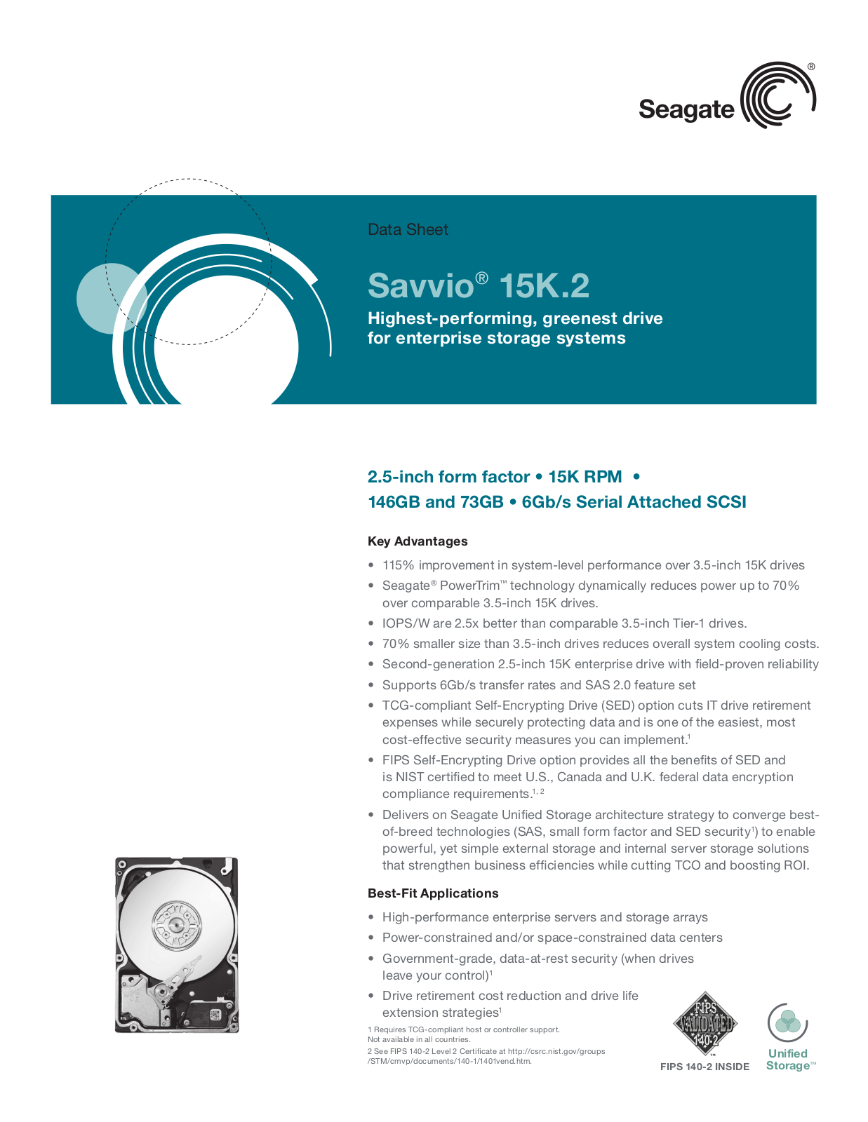 seagate SAVVIO 15K.2 DATASHEET