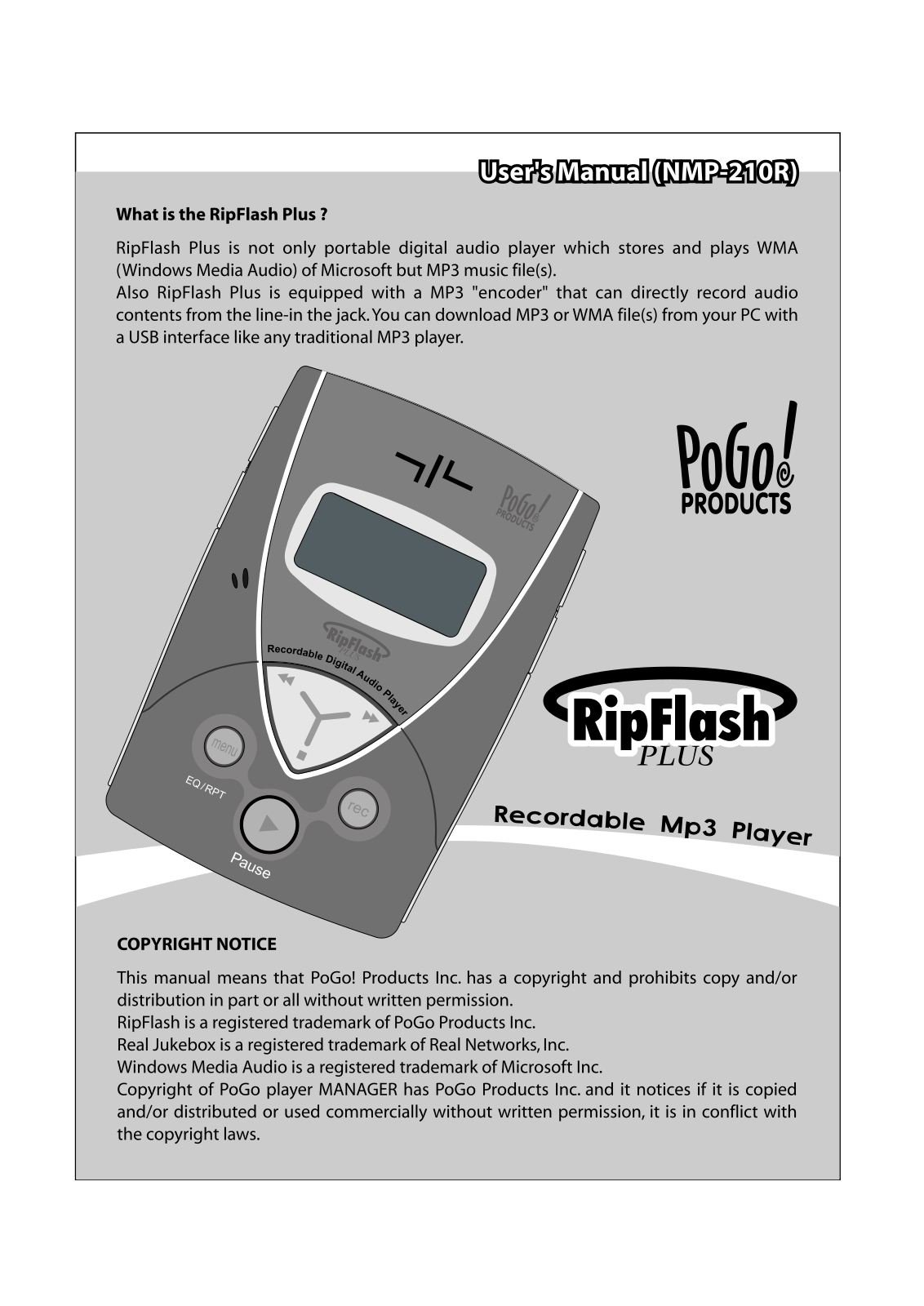 PoGo RipFlash Plus, NMP-210R User guide