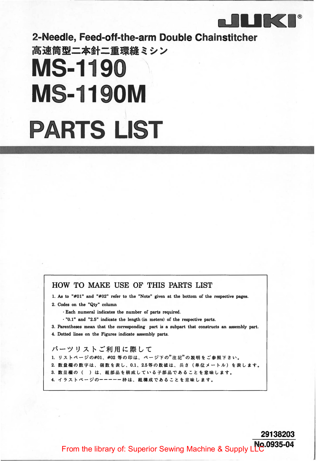 Juki MS-1190, MS-1190M User Manual - ManualMachine.com