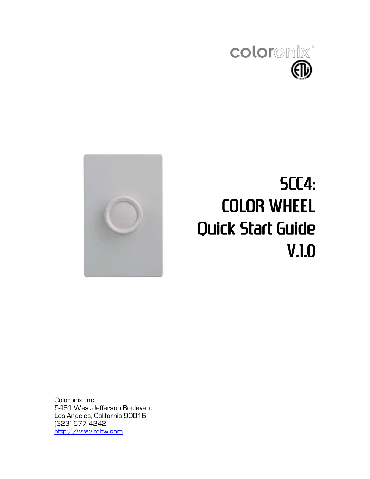 Coloronix SCC4 User Manual