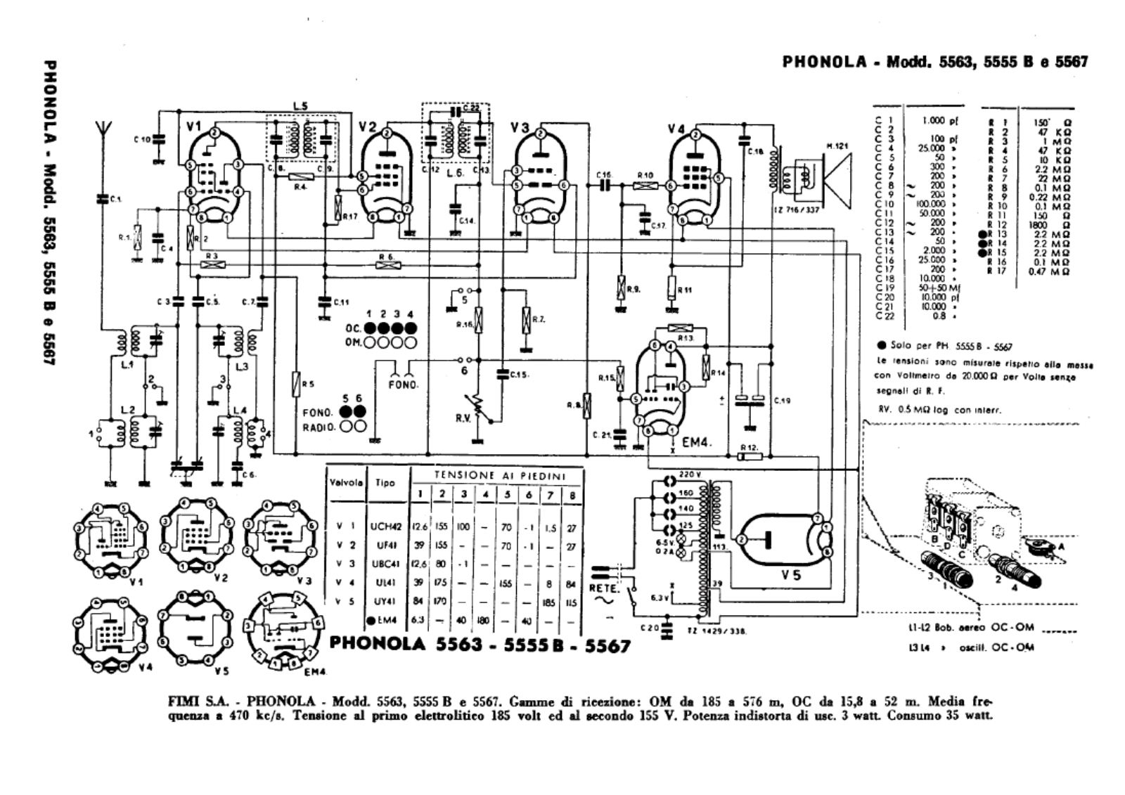 Phonola 5563, 5555b, 5567 schematic - ManualMachine.com
