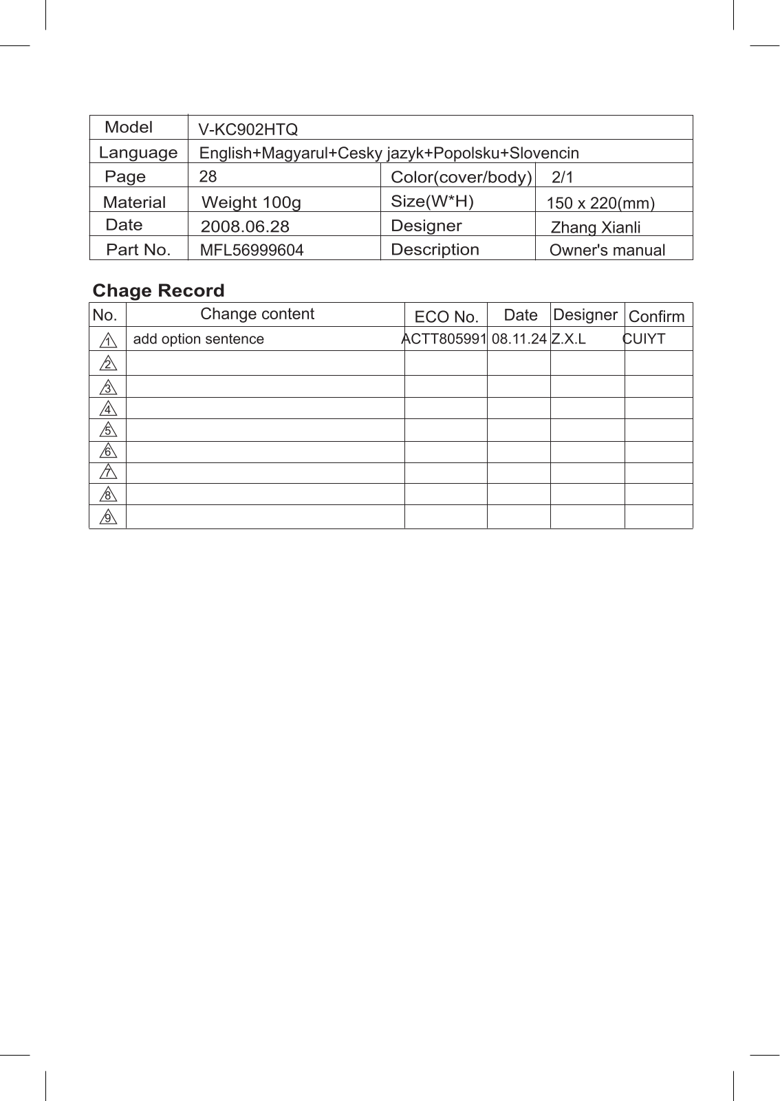 Lg V-KC902HT Owners Manual