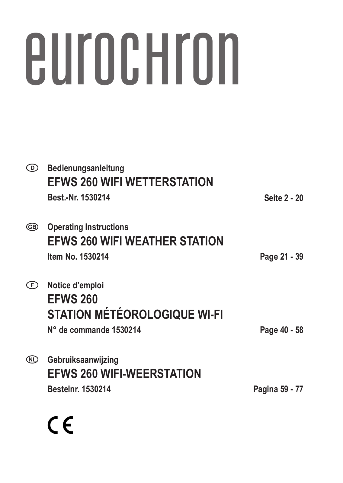 Eurochron EFWS 260 WiFi User manual