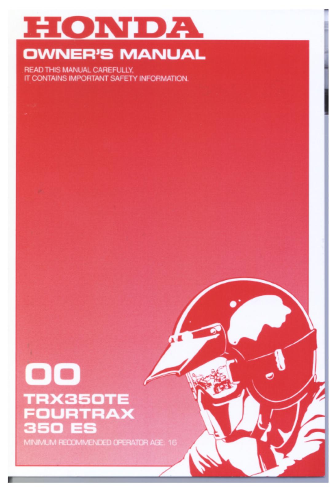 Honda TRX350TE 2000 Owner's Manual