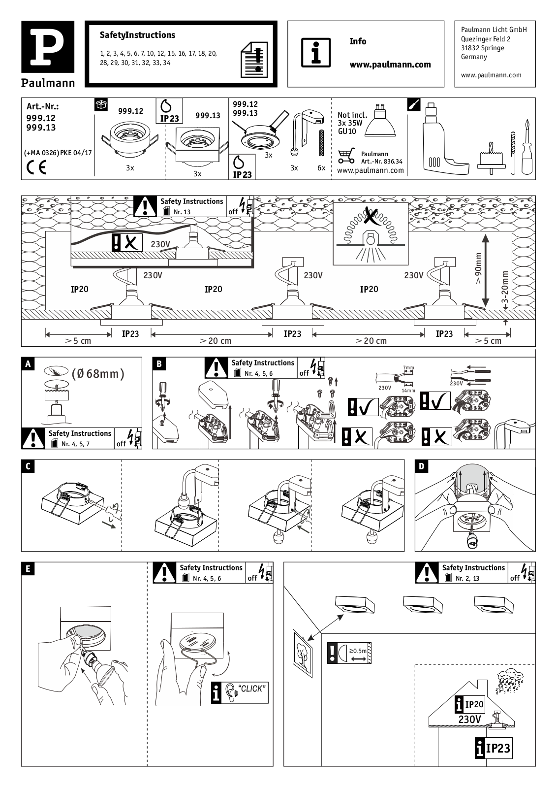 Paulmann 99913, 99912 Safety instructions - ManualMachine.com