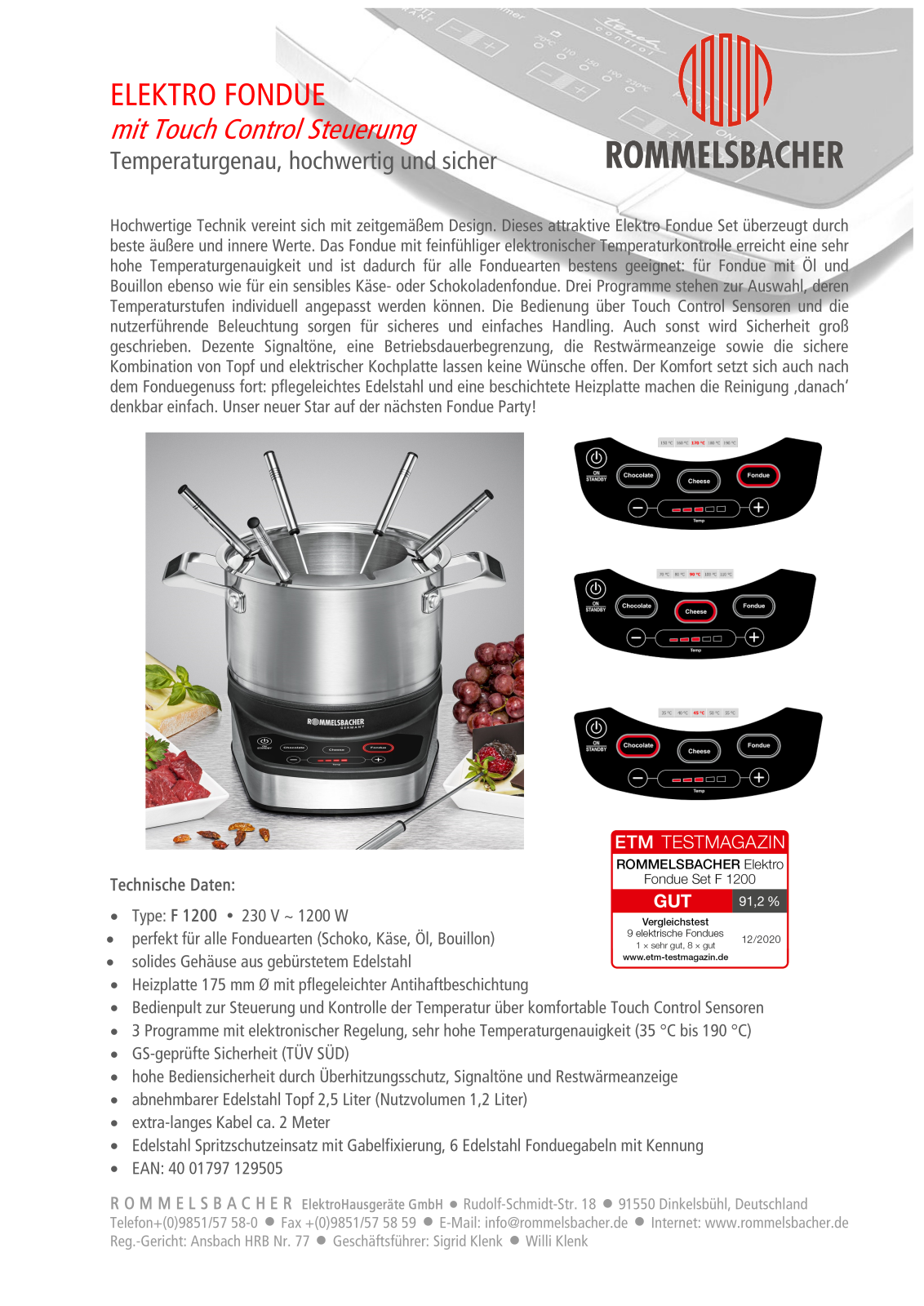 Rommelsbacher F 1200 User Manual