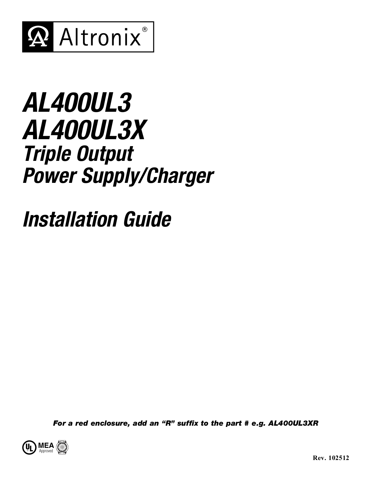 Altronix AL400UL3X Installation Instructions