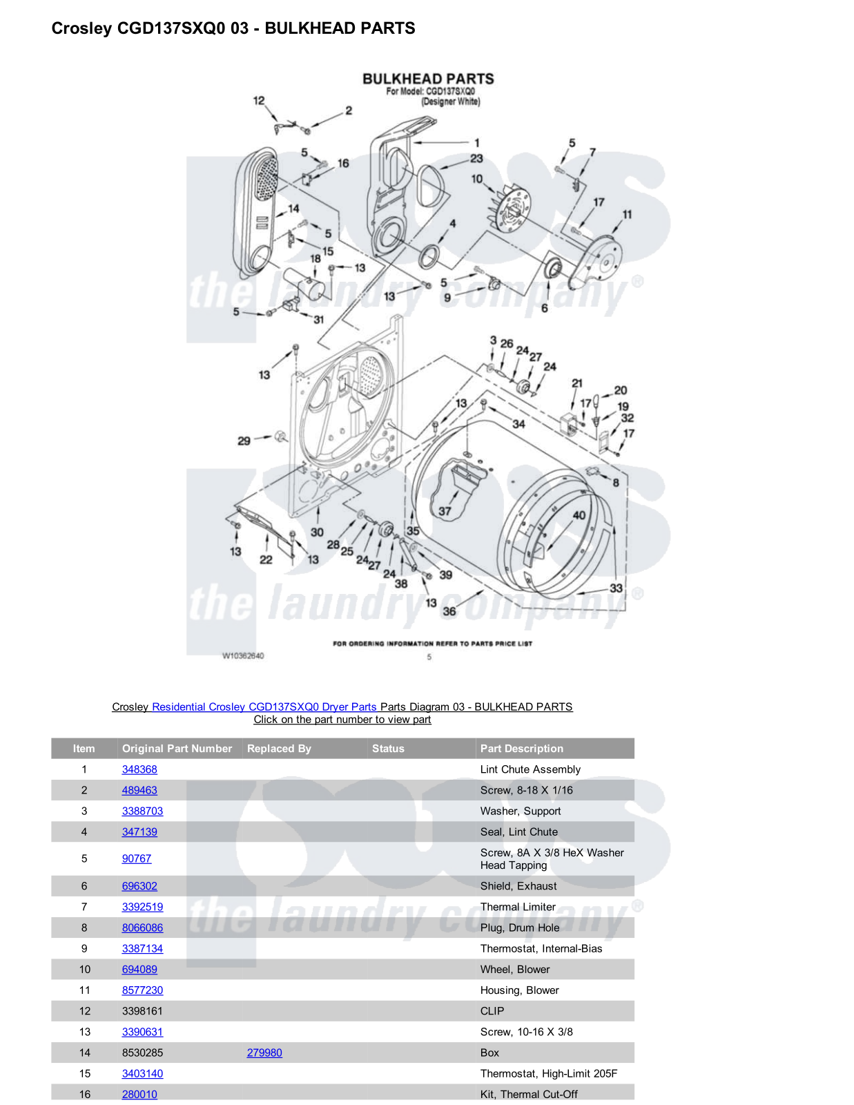 Crosley CGD137SXQ0 Parts Diagram