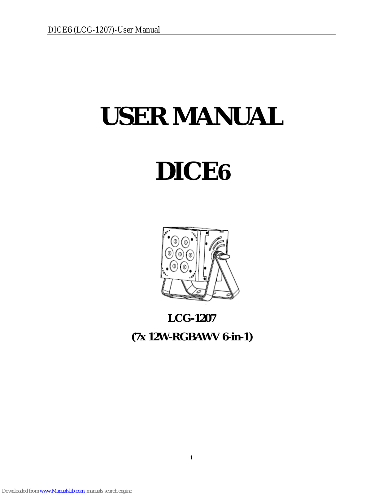 LCG DICE6, 1207 User Manual