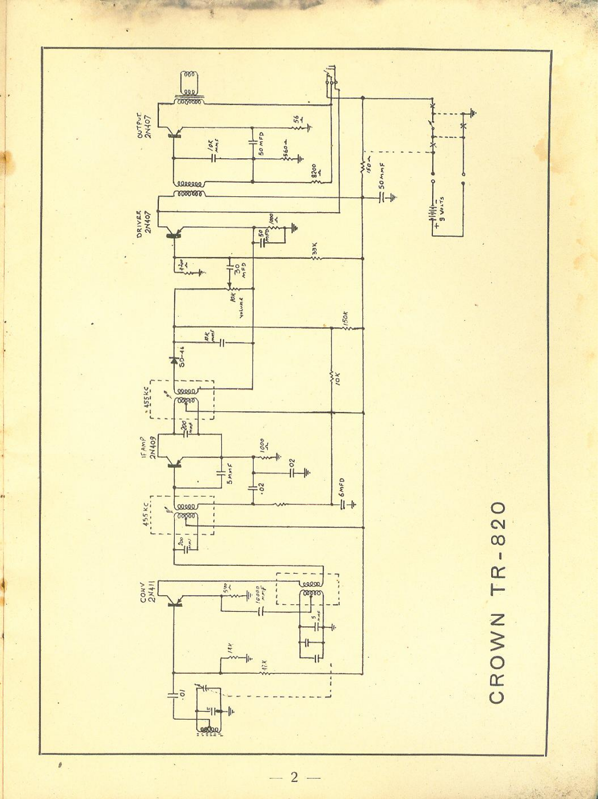 Crown RADIO TR-820 Schematic