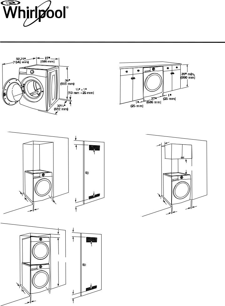 Whirlpool WFW94HEAW, WFW88HEAC, WFW94HEAC, WFW96HEAW, WFW96HEAC Dimension Guide