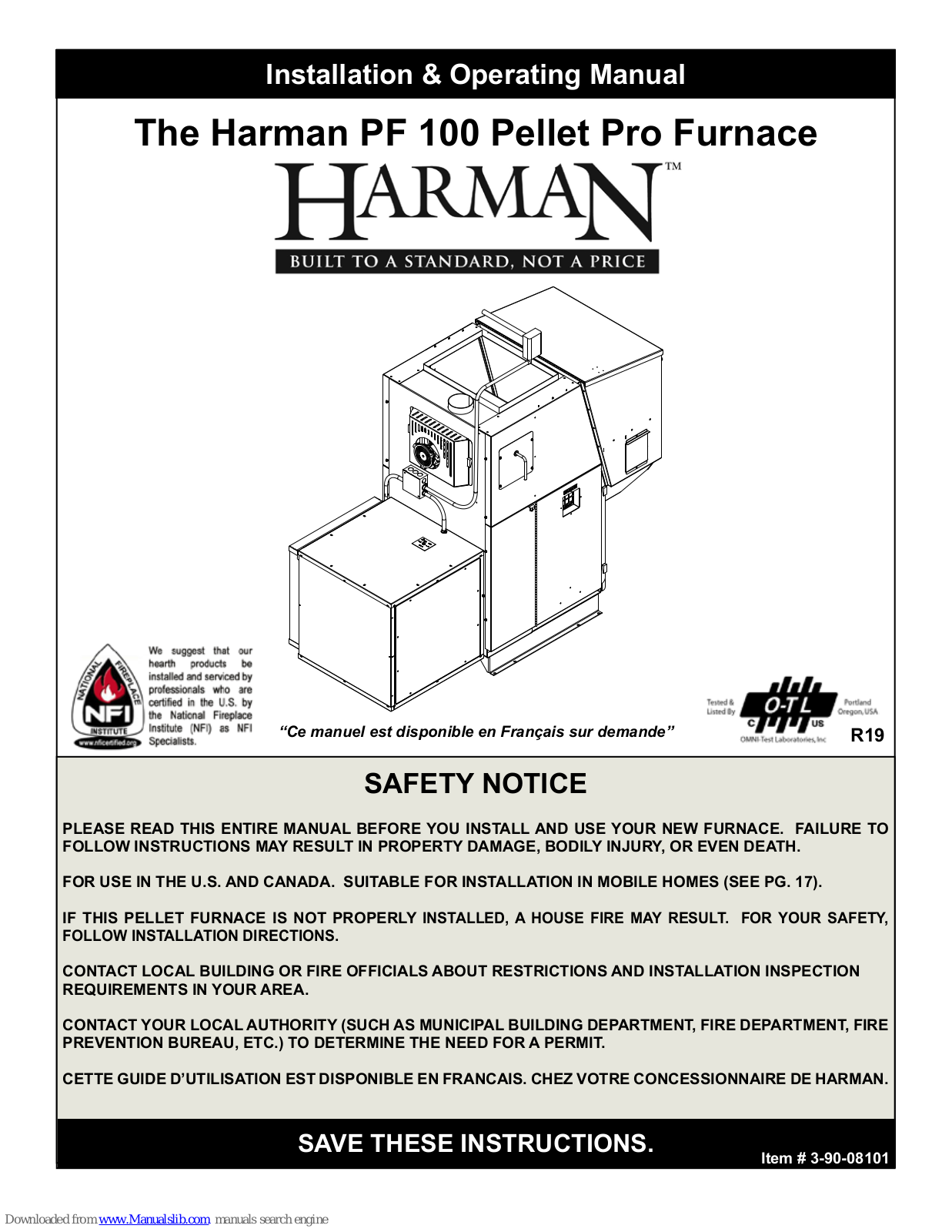 Harman Stoves PF100 Installation & Operating Manual