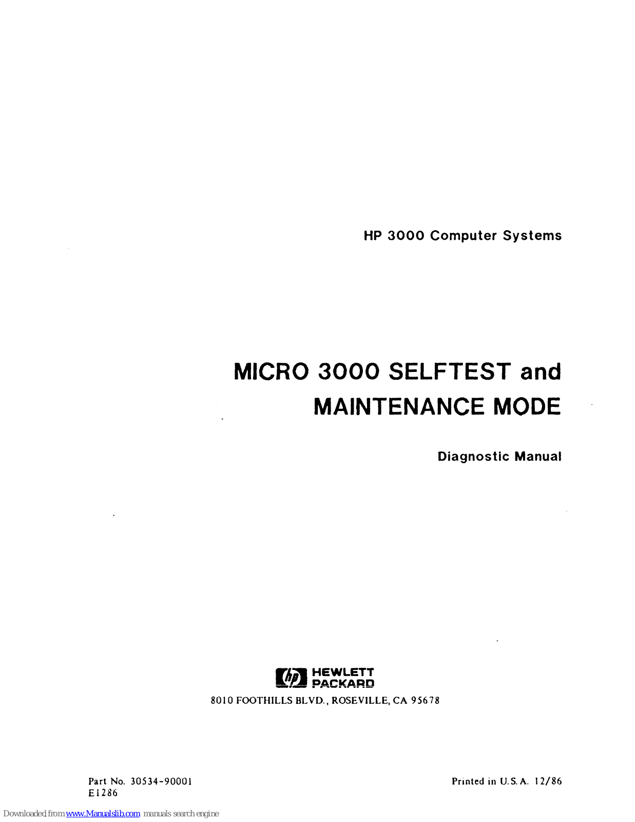 HP MICRO 3000 Diagnostic Manual - ManualMachine.com