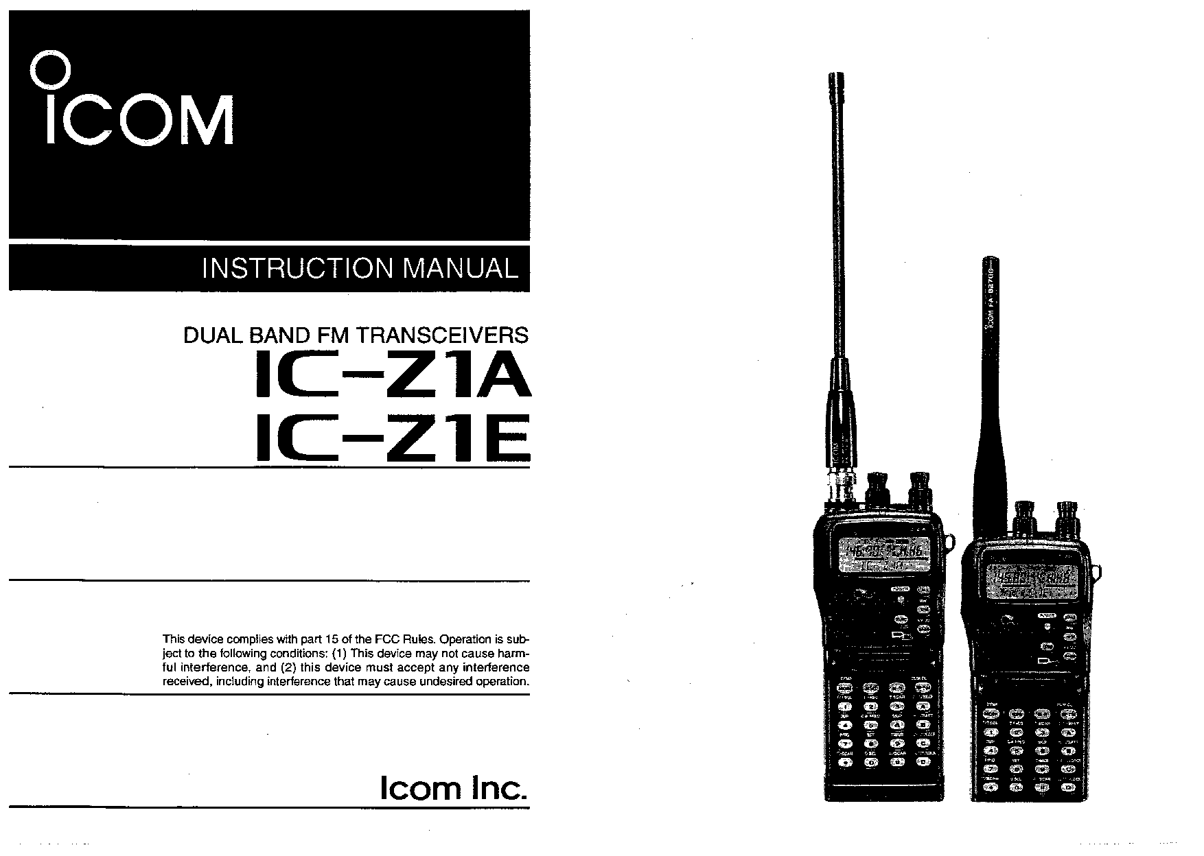 Icom IC-Z1E, IC-Z1A User Manual