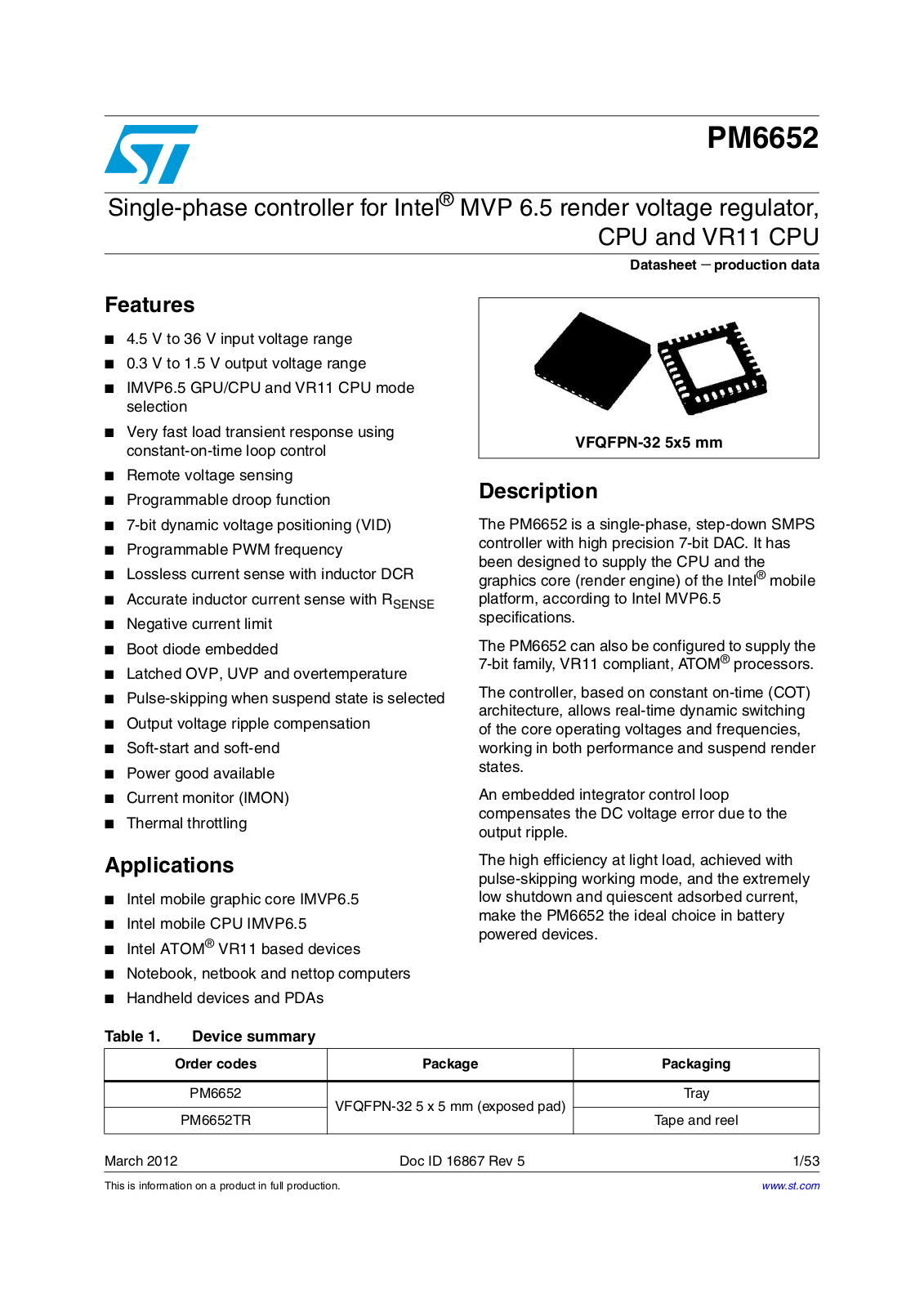 ST PM6652 User Manual