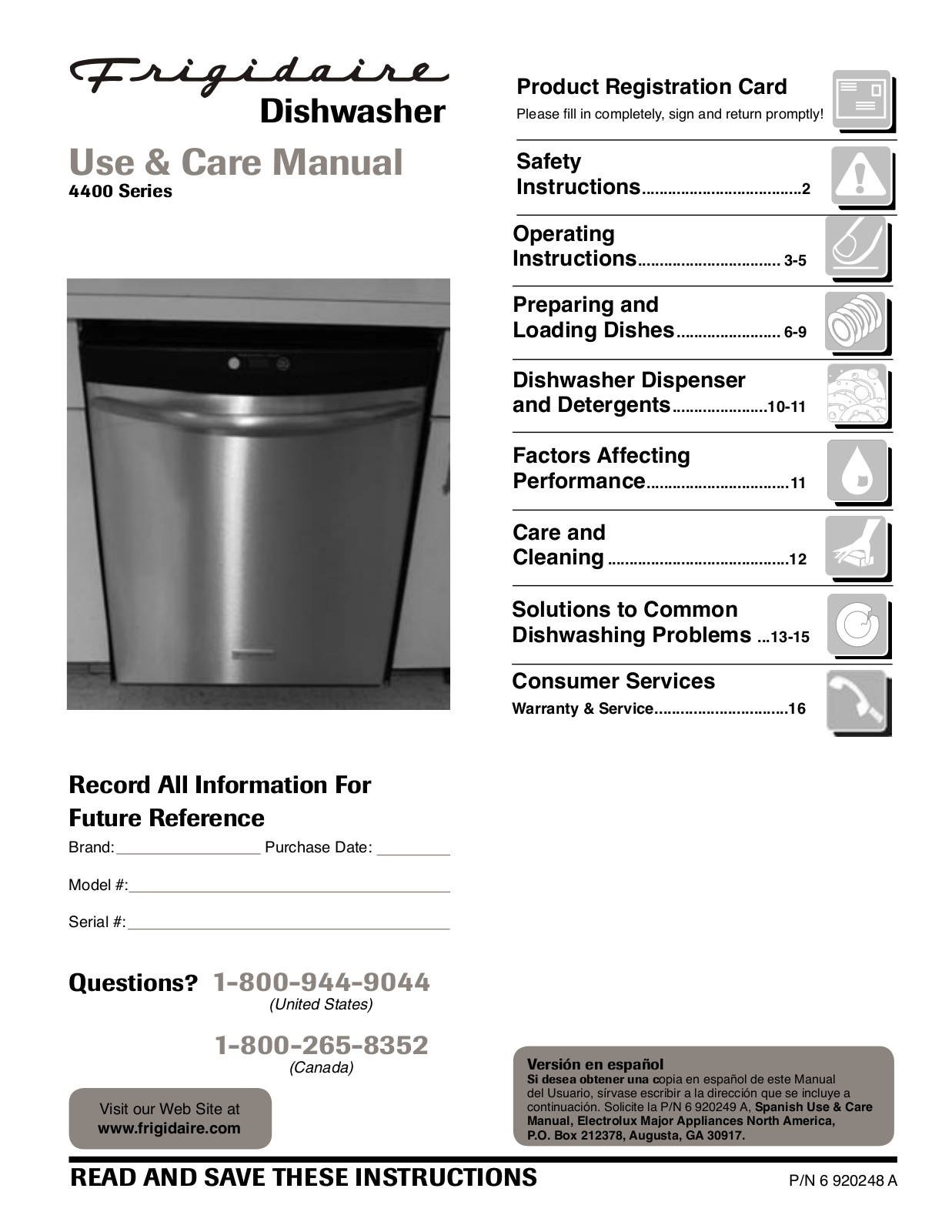 Frigidaire 4400 User Manual