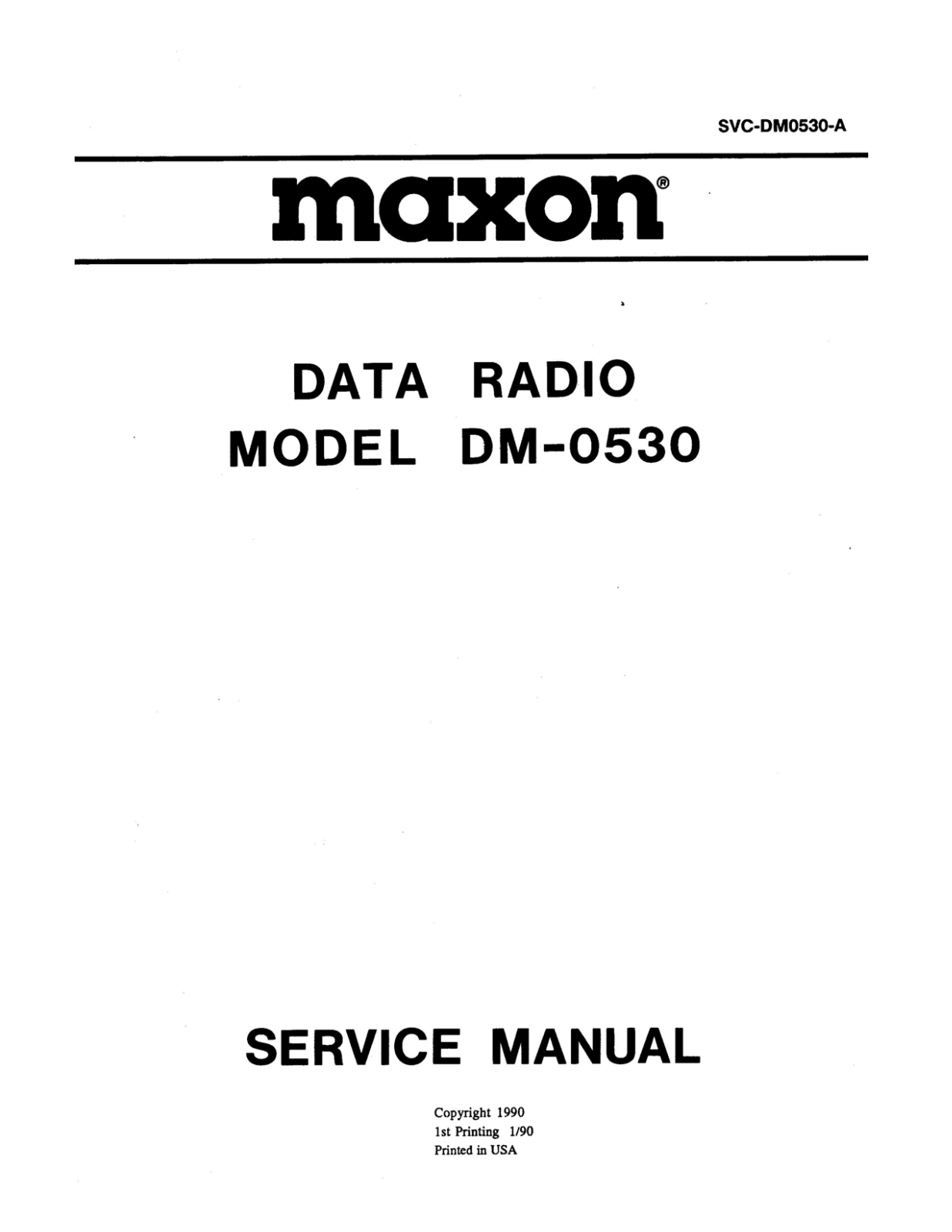 Maxon DM-0530 SERVICE MANUAL