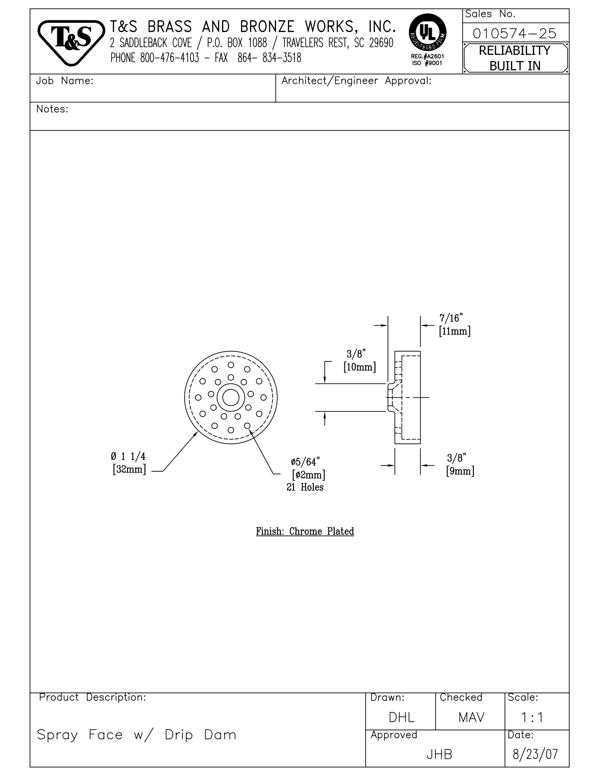 T&S Brass 010574-25 User Manual