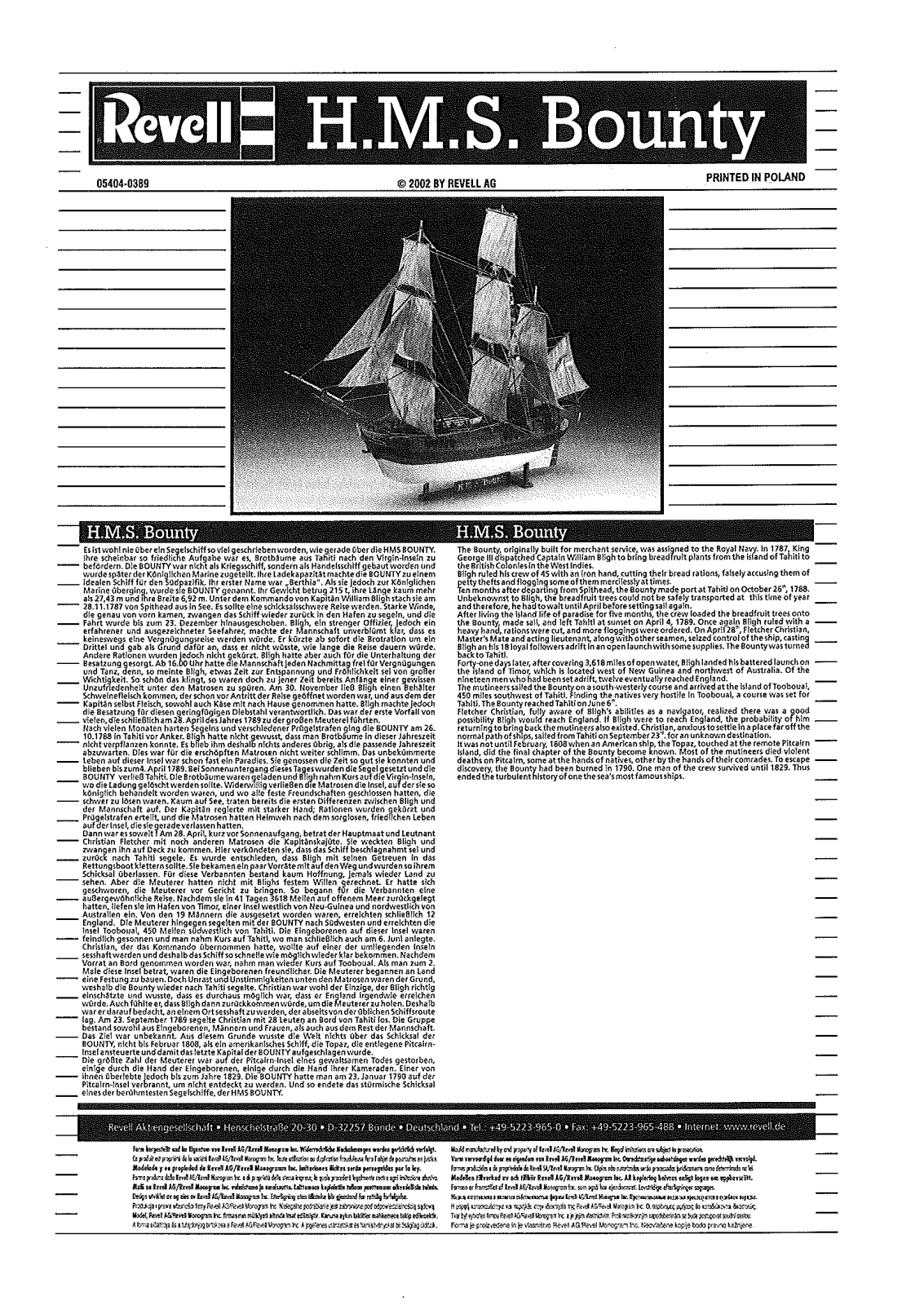 REVELL H.M.S. Bounty User Manual