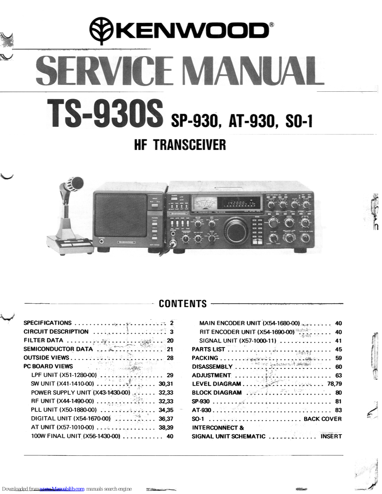 Kenwood SP-930, AT-930, S0-1 Service Manual