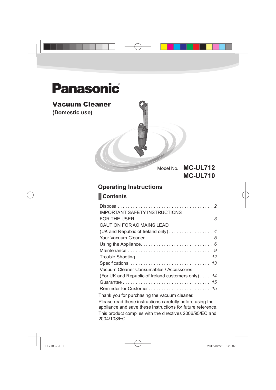 PANASONIC MCUL712, MCUL710 User Manual