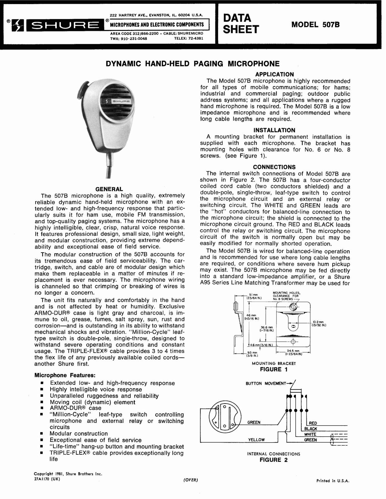 Shure 507B User Guide - ManualMachine.com