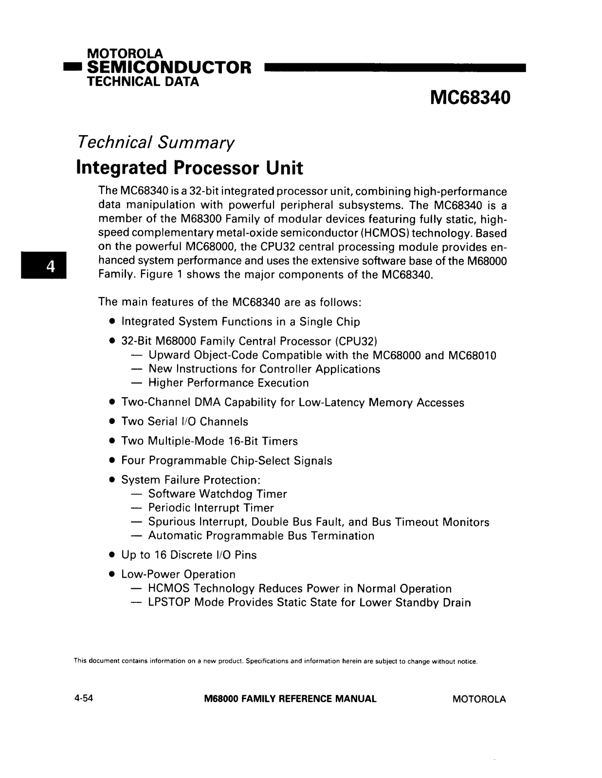 Motorola MC68340 Datasheet