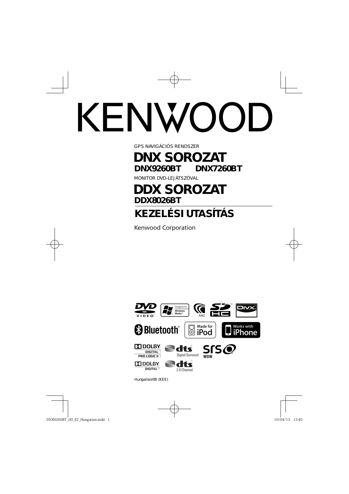 Kenwood DNX7260BT, DNX9260BT, DDX8026BT User Manual