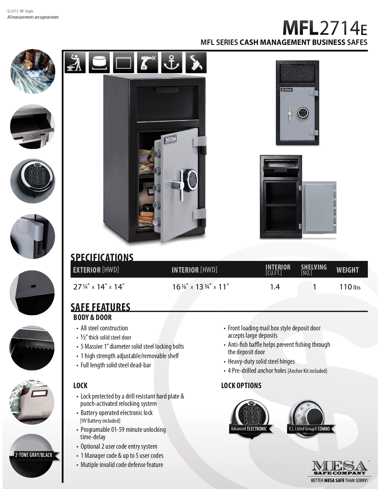 Mesa Safe Co. MSC1000 Specifications - ManualMachine.com