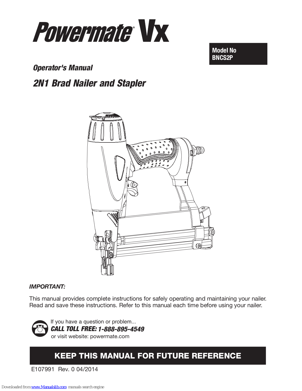 Powermate Vx BNCS2P Operator's Manual