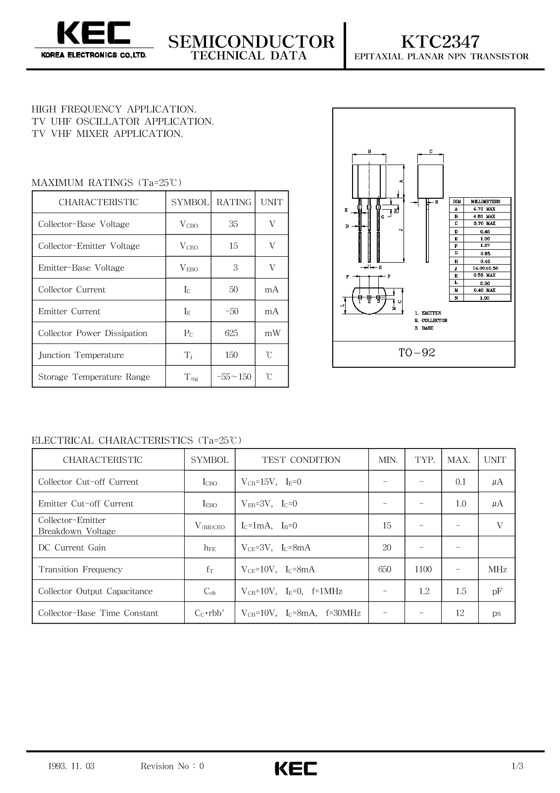 KEC KTC2347 Datasheet