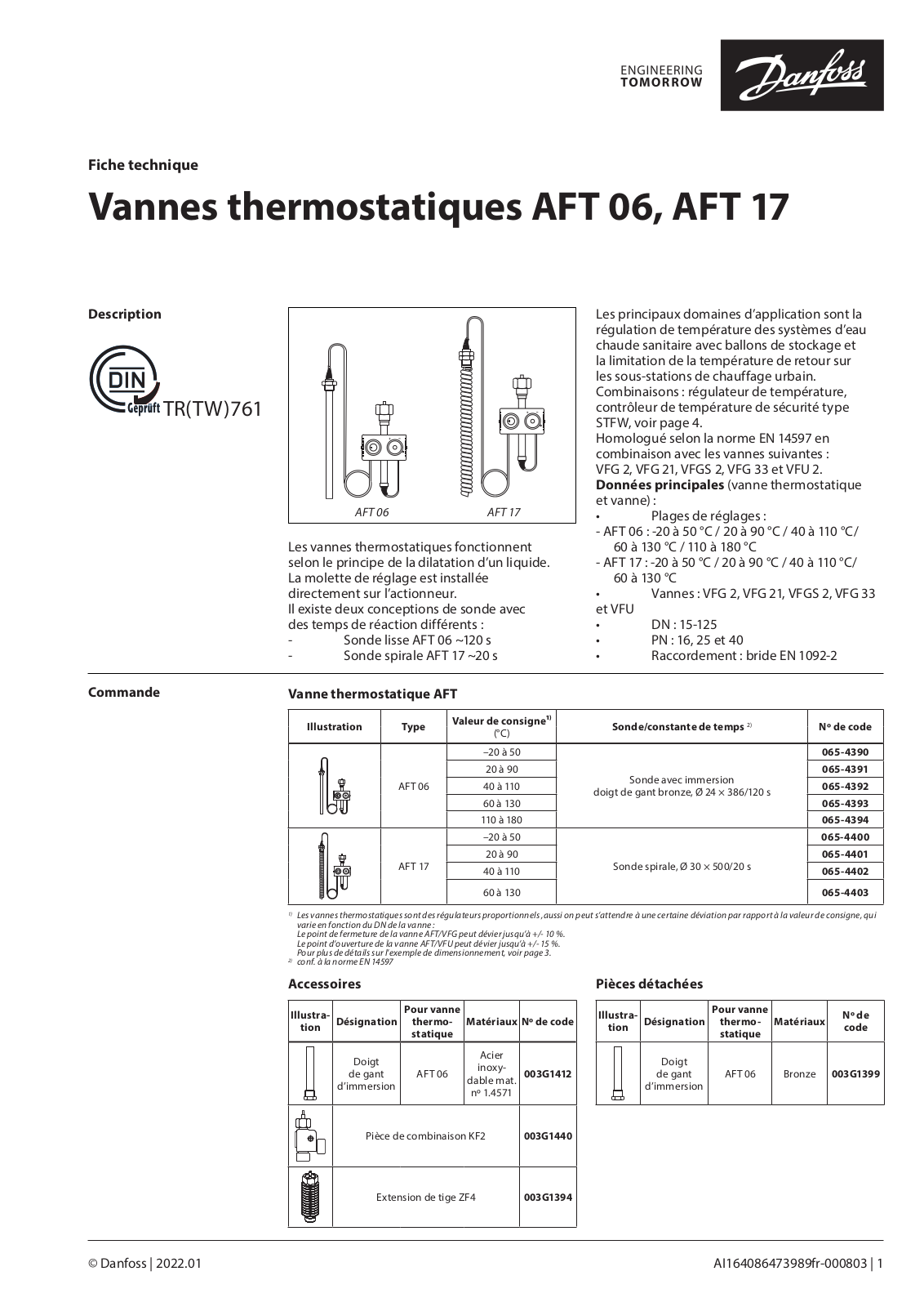 Danfoss AFT 06, AFT 17 Data sheet