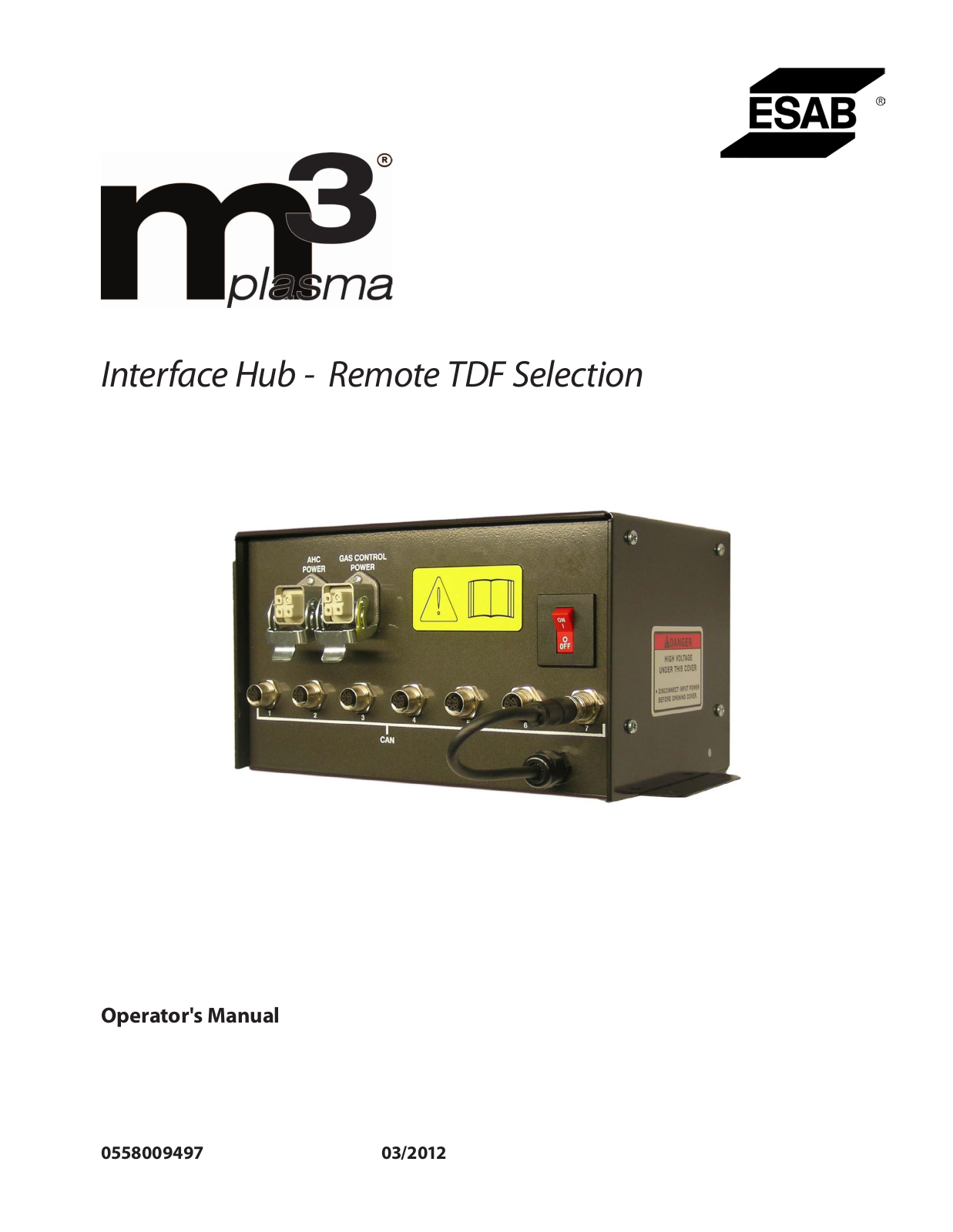 ESAB M3 Plasma Interface Hub - Remote TDF Selection Instruction manual