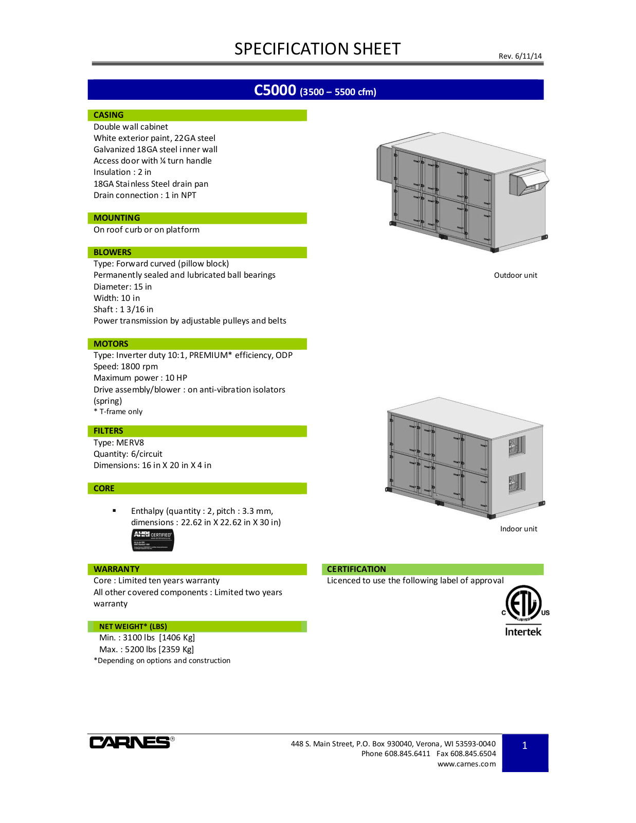 Carnes C5000 User Manual