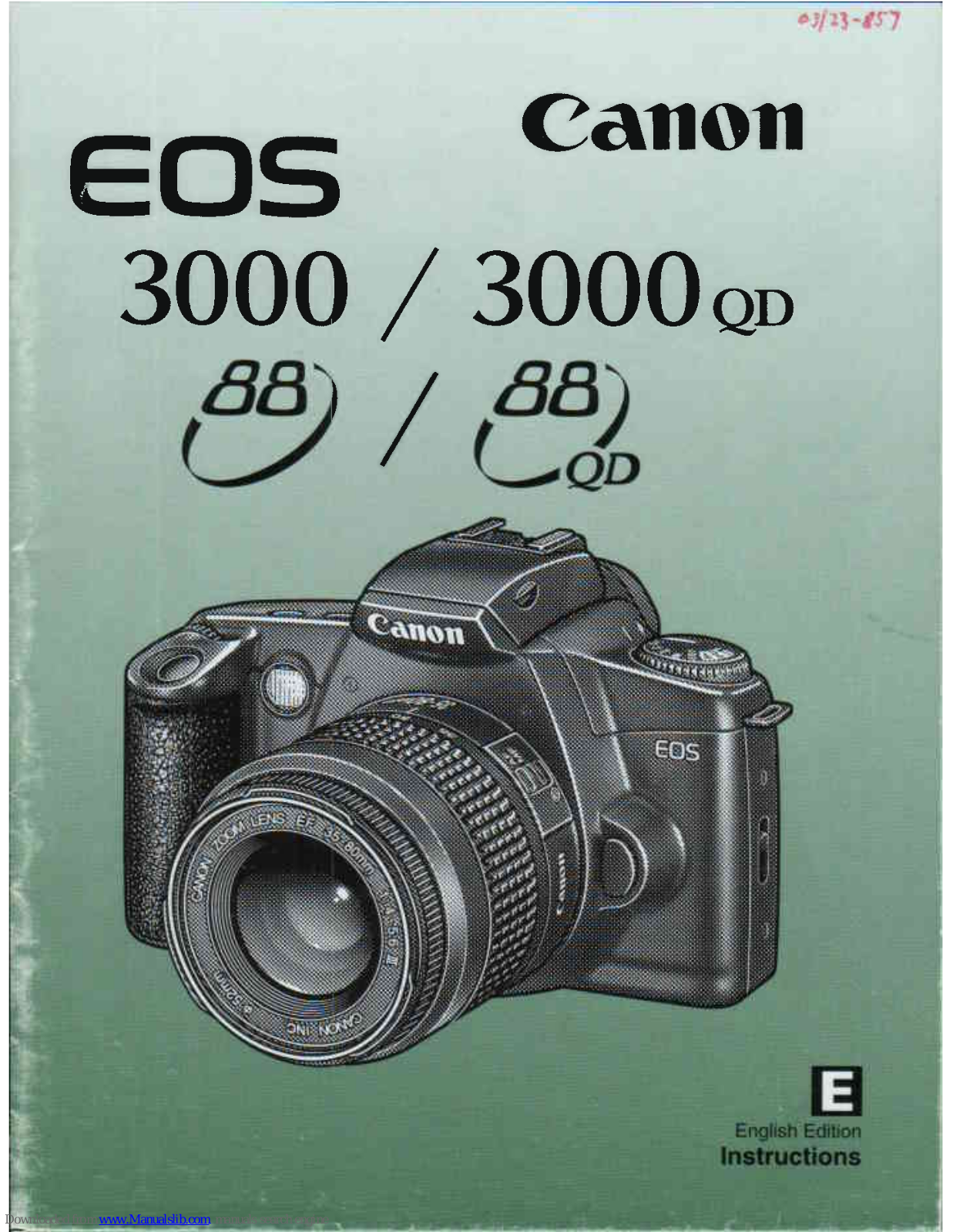 Canon EOS 3000, EOS 3000 QD, EOS 88, EOS 88 QD Instructions Manual