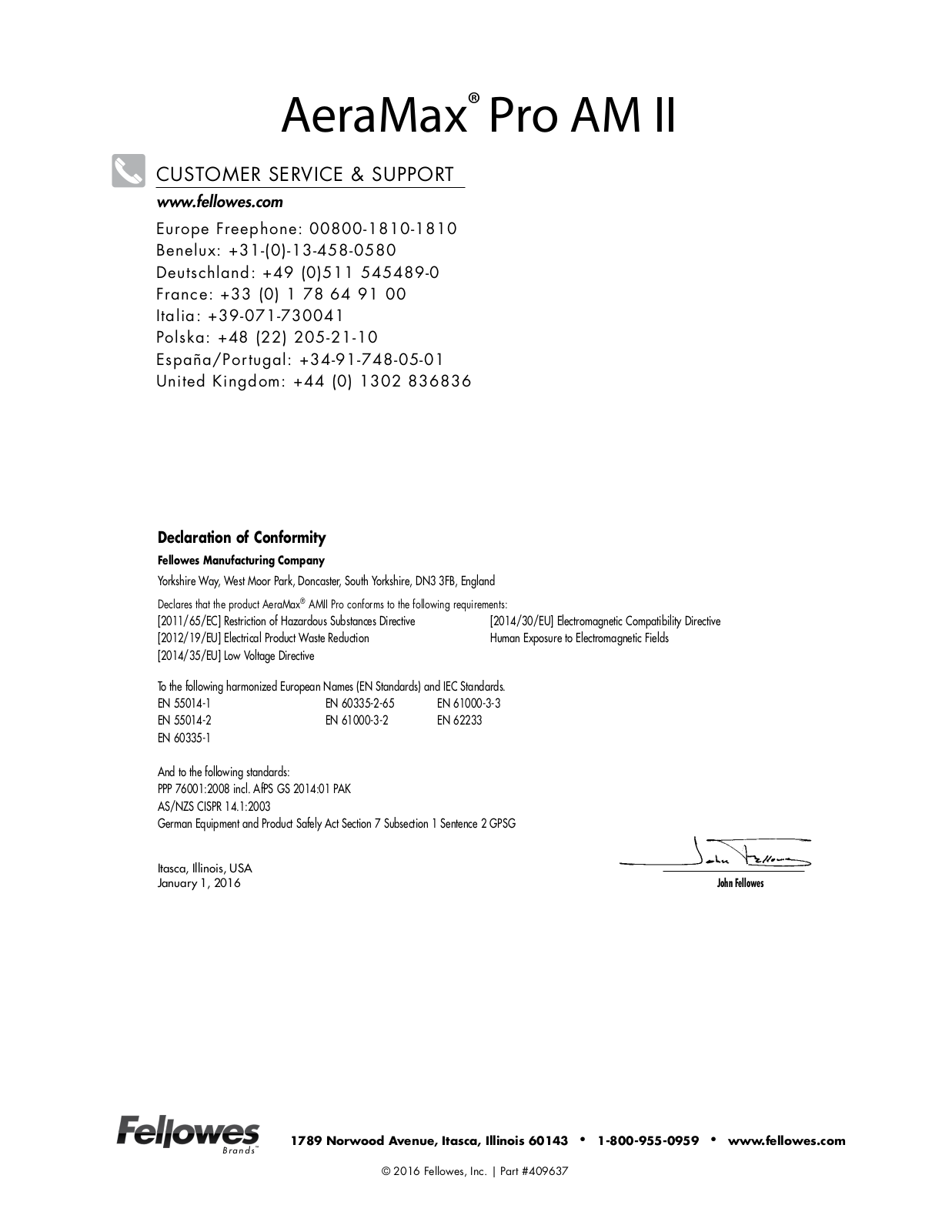 Fellowes AeraMax Pro AM II User Manual