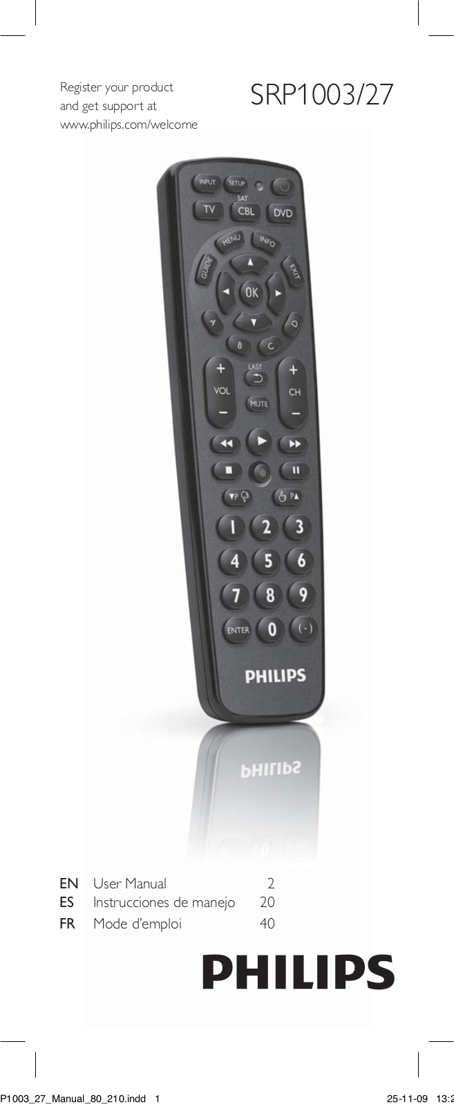 Philips SRP1003 Owner's Manual