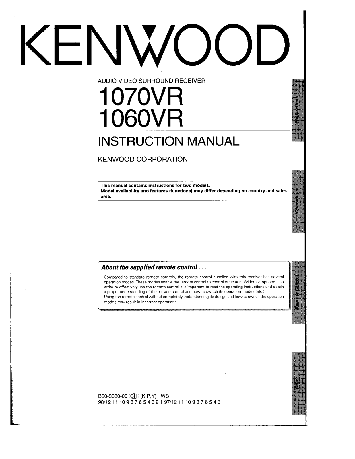 Kenwood 1060VR User Manual