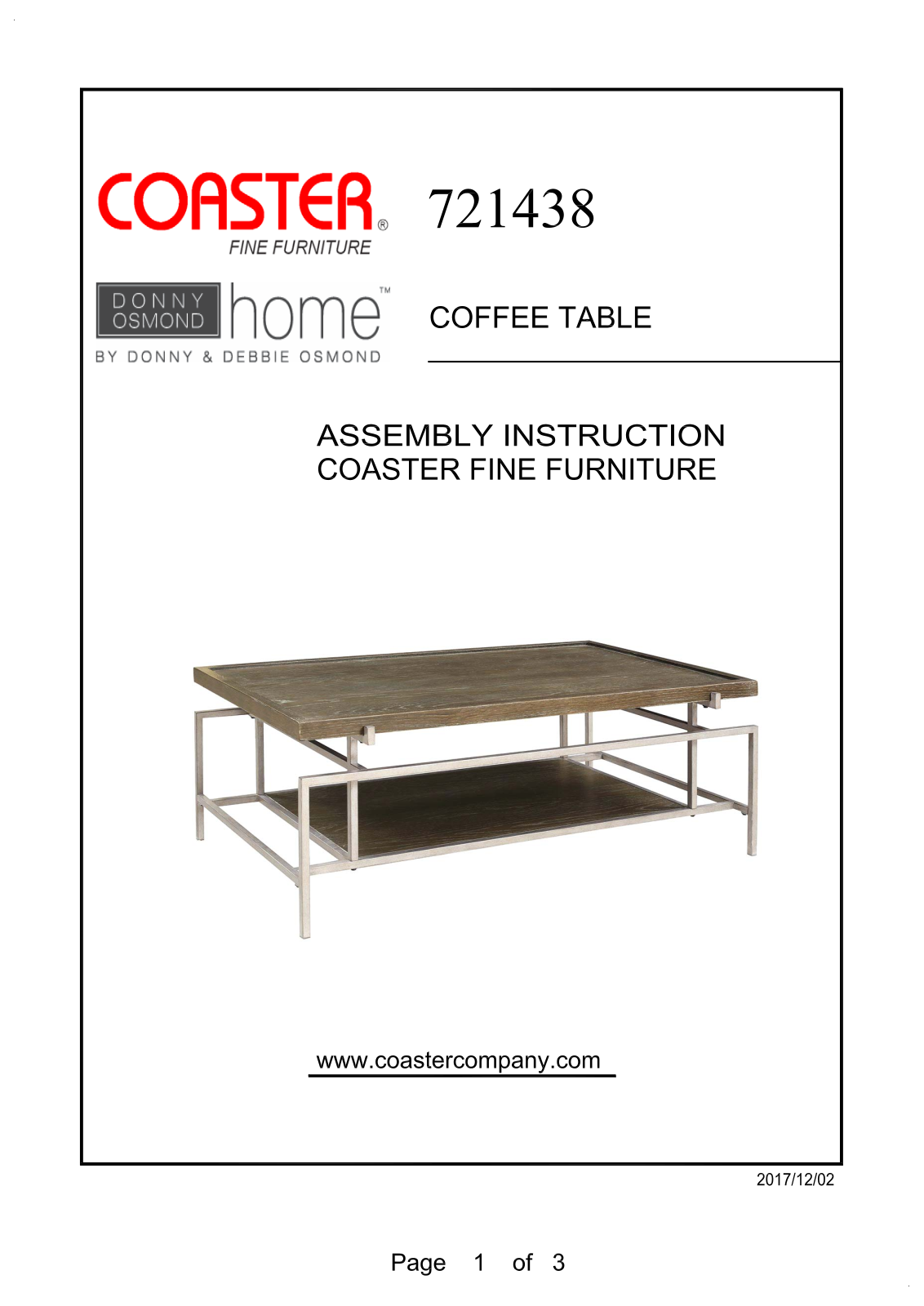 Coaster 721438 Assembly Guide