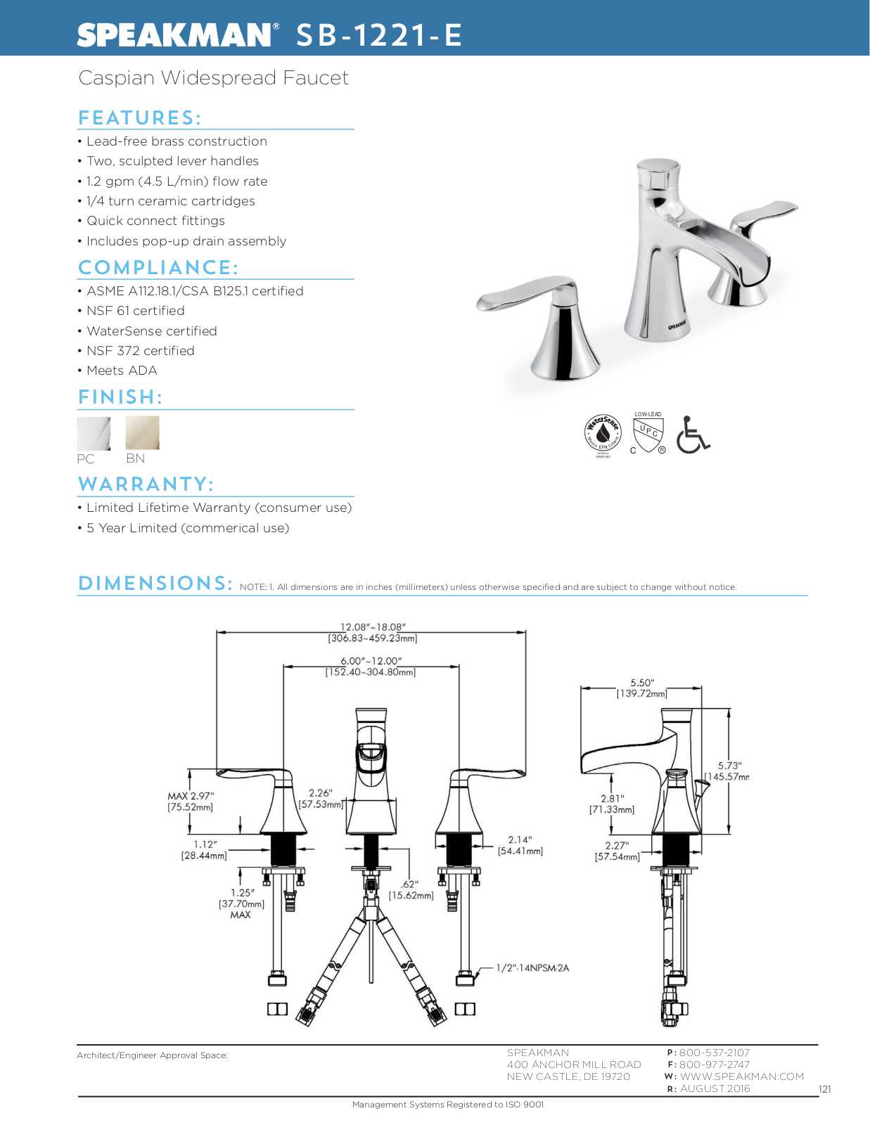 Speakman SPK2275 Specifications & Dimensions - ManualMachine.com