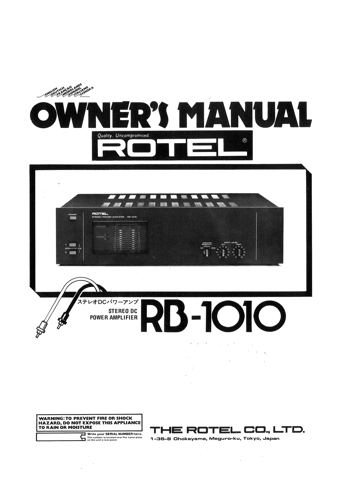 Rotel RB-1010 Owners manual