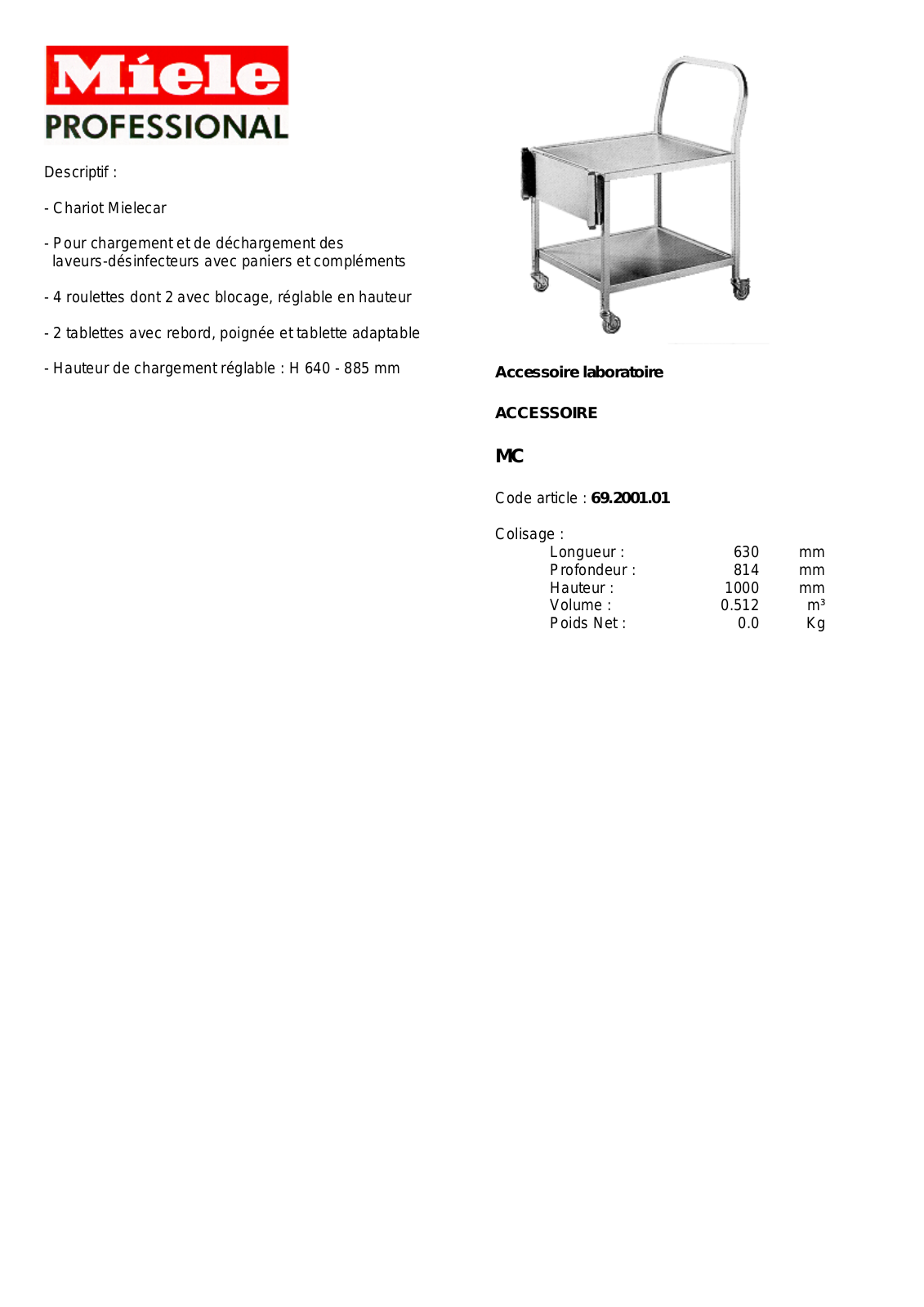 MIELE MC DESCRIPTIF User Manual